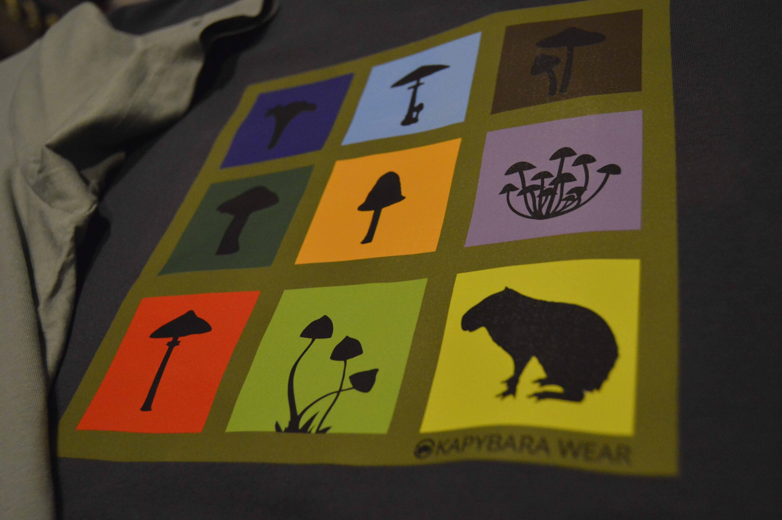 Tričko Kapybara – Magic Mushrooms (ebony grey) - Obrázek 2