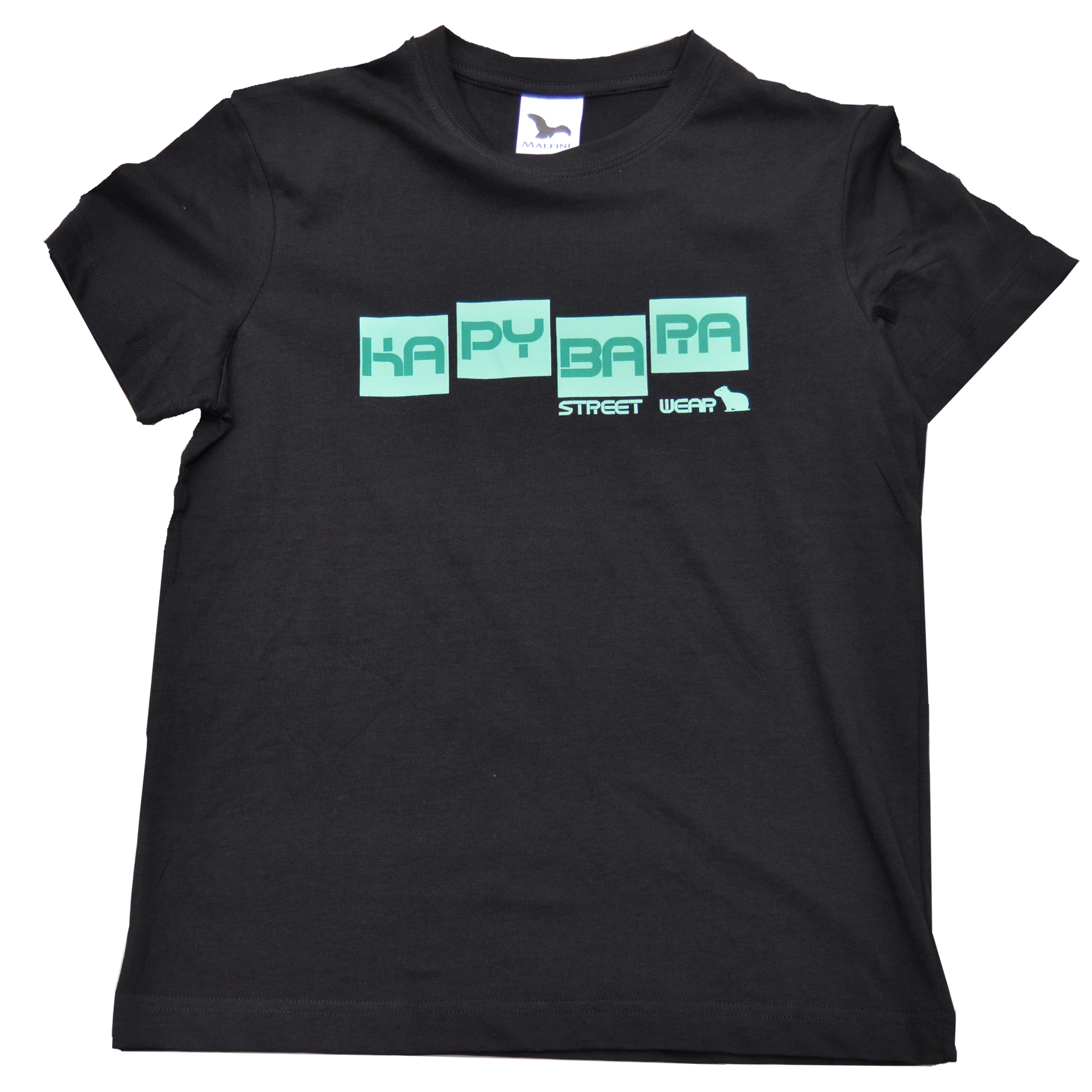 Dětské tričko Kapybara wear - Cube (black/tyrkys)